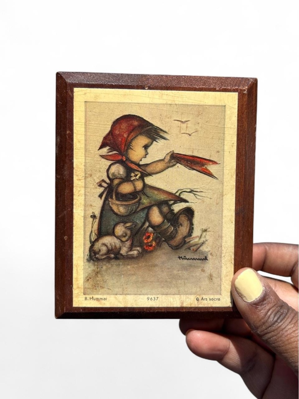 Vintage Hummel Old Charm Wooden Print Girl Cottagecore Storybook Wall Art Decor